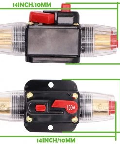 HJL Autoparts 100A Reset Fuse Holder With Manual Reset For 12V-24V DC Car Boat Marine 2PCS - #FUSEO-70102 CAR ACCESSORY