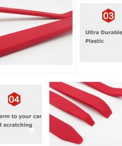 HJL Autoparts 12PCS Plastic Car Radio Door Clip Panel Trim Dash Audio Removal Pry Tool Set-Red - #TOKIT-99812R SMART ACCESSORY