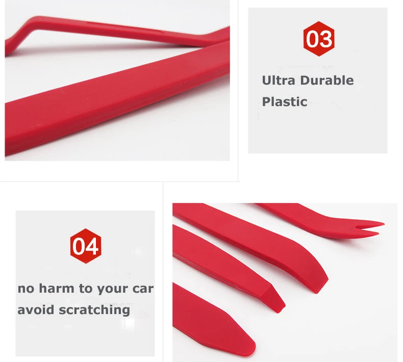 HJL Autoparts 12PCS Plastic Car Radio Door Clip Panel Trim Dash Audio Removal Pry Tool Set-Red - #TOKIT-99812R SMART ACCESSORY