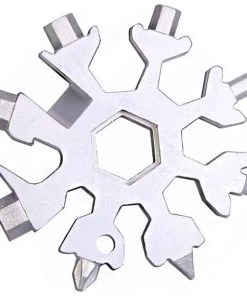 HJL Autoparts 18-in-1 Snowflake MultiTool Bottle Opener Keychain Screw Driver Set - Silver- #TOKIT-99182