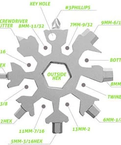 HJL Autoparts 18-in-1 Snowflake MultiTool Bottle Opener Keychain Screw Driver Set - Silver- #TOKIT-99182