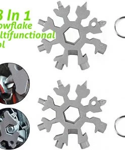 HJL Autoparts 18-in-1 Snowflake MultiTool Bottle Opener Keychain Screw Driver Set - Silver- #TOKIT-99182