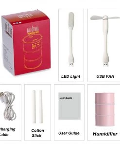 HJL Autoparts Multi Function Led Air Humidifier Aroma Diffuser Cute Oil Drum W/USB Light & Fan - #ASSRY-70600