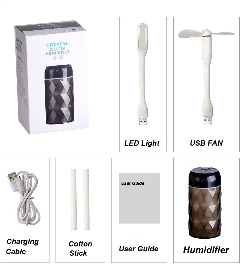 HJL Autoparts SMART ACCESSORY Multi Function Led Air Humidifier Aroma Diffuser Crystal Bottle W/USB Light&Fan - #ASSRY-70700 19 HJL Autoparts SMART ACCESSORY Multi Function Led Air Humidifier Aroma Diffuser Crystal Bottle W/USB Light&Fan - #ASSRY-70700