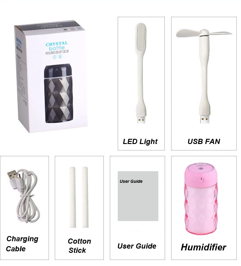 HJL Autoparts SMART ACCESSORY Multi Function Led Air Humidifier Aroma Diffuser Crystal Bottle W/USB Light&Fan - #ASSRY-70700 17 HJL Autoparts SMART ACCESSORY Multi Function Led Air Humidifier Aroma Diffuser Crystal Bottle W/USB Light&Fan - #ASSRY-70700