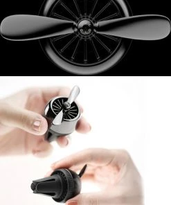 HJL Autoparts Air Freshener Car Solid Air Purifier Aroma Propeller Shape Deco W/Gift Box-Black - #ASSRY-70813