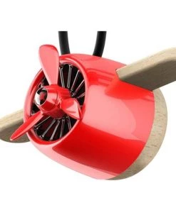 HJL Autoparts Nature Wood Diffuser Aroma Propeller Design W/leather Hanging Strap+Gift Box-Red - #ASSRY-70831