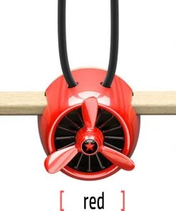 HJL Autoparts Nature Wood Diffuser Aroma Propeller Design W/leather Hanging Strap+Gift Box-Red - #ASSRY-70831