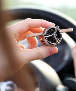 HJL Autoparts Nature Wood Diffuser Aroma Propeller Design W/leather Hanging Strap+Gift Box-Red - #ASSRY-70831