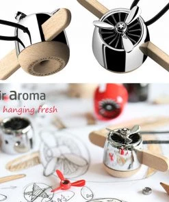 HJL Autoparts Nature Wood Diffuser Aroma Propeller Design W/leather Hanging Strap+Gift Box-SLR - #ASSRY-70833 CAR ACCESSORY