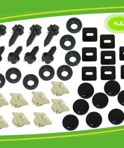 HJL Autoparts SMART ACCESSORY Black License Plate Screw Fastener Kit Size 1/4-14-3/4" 3/8" Hex Slotted Head - #TOKIT-99040