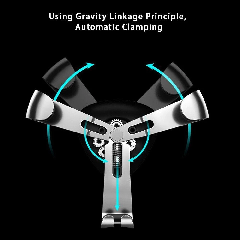 HJL Autoparts Universal Air Vent Gravity Auto Lock Metal Car Phone Holder For 4-6” Phone-Black - #GCH-3301 4 HJL Autoparts Universal Air Vent Gravity Auto Lock Metal Car Phone Holder For 4-6” Phone-Black - #GCH-3301