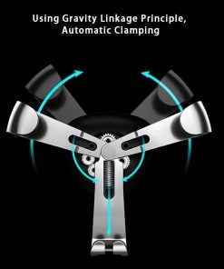 HJL Autoparts Universal Air Vent Gravity Auto Lock Metal Car Holder For 4-6” Phones-Silver - #GCH-3303