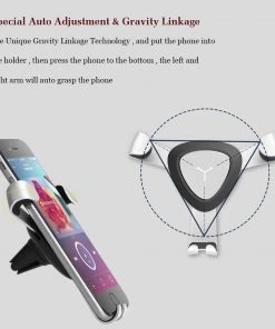 HJL Autoparts Universal Air Vent Gravity Auto Lock Metal Car Holder For 4-6” Phones-Silver - #GCH-3303