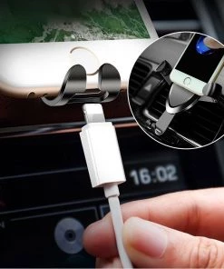 HJL Autoparts Universal Air Vent Gravity Auto Lock Metal Car Holder For 4-6” Phones-Silver - #GCH-3303