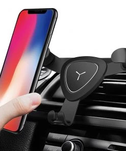 HJL Autoparts Universal Air Vent Gravity Auto Lock Metal Car Holder For 4-6” Phones-Silver - #GCH-3303