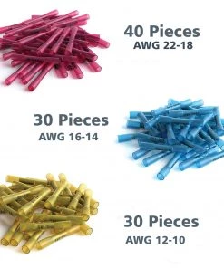 HJL Autoparts 100 Pcs Insulated Heat Shrink Waterproof Butt Connectors Wire Electrical 22-10GA - #HSKIT-18221 SMART ACCESSORY