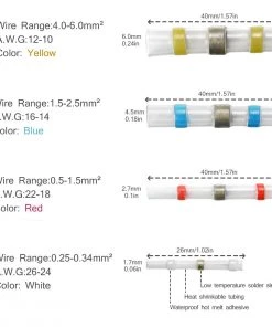 HJL Autoparts 200 Pcs Solder Seal Butt Connectors & Heat Shrink Wire Terminals Kit 26-10 GA - #HSKIT-18330 SMART ACCESSORY