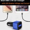 HJL Autoparts SMART ACCESSORY Car Charger 12-24V Dual USB 5V 3.1A With LED Display Voltage And Current-Blue - #KC-2U005