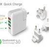 HJL Autoparts Quick Charge 3.0 25W 4-Port USB Type C Wall Charger Travel Set W/EU UK AU Plug - #KC-4U01