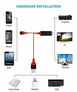 HJL Autoparts Lightning To HDMI HDTV AV Cable Adapter For IPad IPhone 11/X/XS/6/7/8 Plus Red - #MOBIL-689X1 SMART ACCESSORY