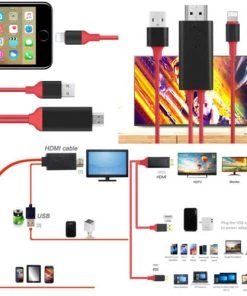 HJL Autoparts Lightning To HDMI HDTV AV Cable Adapter For IPad IPhone 11/X/XS/6/7/8 Plus Black - #MOBIL-689X3 SMART ACCESSORY