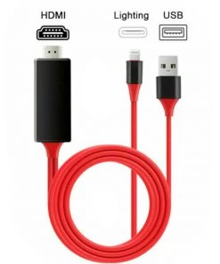 HJL Autoparts Lightning To HDMI HDTV AV Cable Adapter For IPad IPhone 11/X/XS/6/7/8 Plus Red - #MOBIL-689X1 SMART ACCESSORY