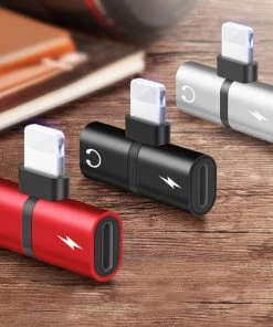 HJL Autoparts SMART ACCESSORY Double 2in1 Headphone Audio & Charger Adapter Splitter For IPhone X XR 7 8 - #MOBIL-789X0