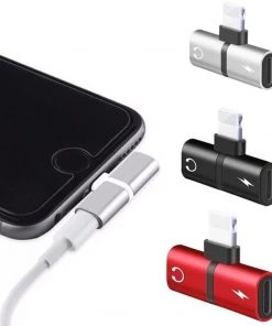 HJL Autoparts SMART ACCESSORY Double 2in1 Headphone Audio & Charger Adapter Splitter For IPhone X XR 7 8 - #MOBIL-789X0