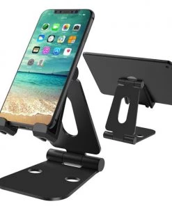 HJL Autoparts Foldable Smart Phone Tablet (3-10”) Stand Aluminum Alloy Angle-Adjustable-Black - #MOBIL-91972 PHONE ACCESSORY