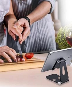 HJL Autoparts Foldable Smart Phone Tablet (3-10”) Stand Aluminum Alloy Angle-Adjustable-Black - #MOBIL-91972 PHONE ACCESSORY