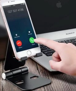 HJL Autoparts Foldable Smart Phone Tablet (3-10”) Stand Aluminum Alloy Angle-Adjustable-Black - #MOBIL-91972 PHONE ACCESSORY