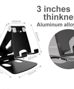 HJL Autoparts Foldable Smart Phone Tablet (3-10”) Stand Aluminum Alloy Angle-Adjustable-Black - #MOBIL-91972 PHONE ACCESSORY