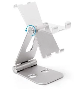 HJL Autoparts PHONE ACCESSORY Foldable Smart Phone/Tablet (3-10”)Stand Aluminum Alloy Angle-Adjustable-Silver - #MOBIL-91973
