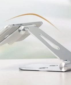 HJL Autoparts PHONE ACCESSORY Foldable Smart Phone/Tablet (3-10”)Stand Aluminum Alloy Angle-Adjustable-Silver - #MOBIL-91973