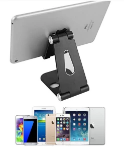 HJL Autoparts PHONE ACCESSORY Foldable Smart Phone/Tablet (3-10”)Stand Aluminum Alloy Angle-Adjustable-Silver - #MOBIL-91973