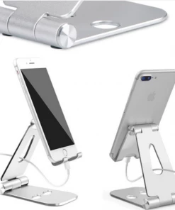 HJL Autoparts PHONE ACCESSORY Foldable Smart Phone/Tablet (3-10”)Stand Aluminum Alloy Angle-Adjustable-Silver - #MOBIL-91973