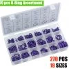 HJL Autoparts CAR ACCESSORY 270 PCS O Rings Round Rubber Seal Universal Assortment Kit Plumbing Air Auto - #ORING-00270