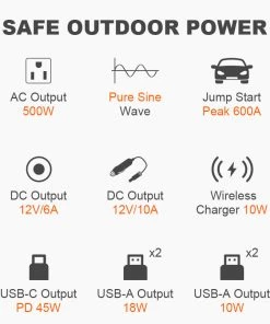 HJL Autoparts Portable Power Station 150000mAh 500W W/AC Output 110V Pure Sine Wave JumpStarter - #S6800 CAR ACCESSORY