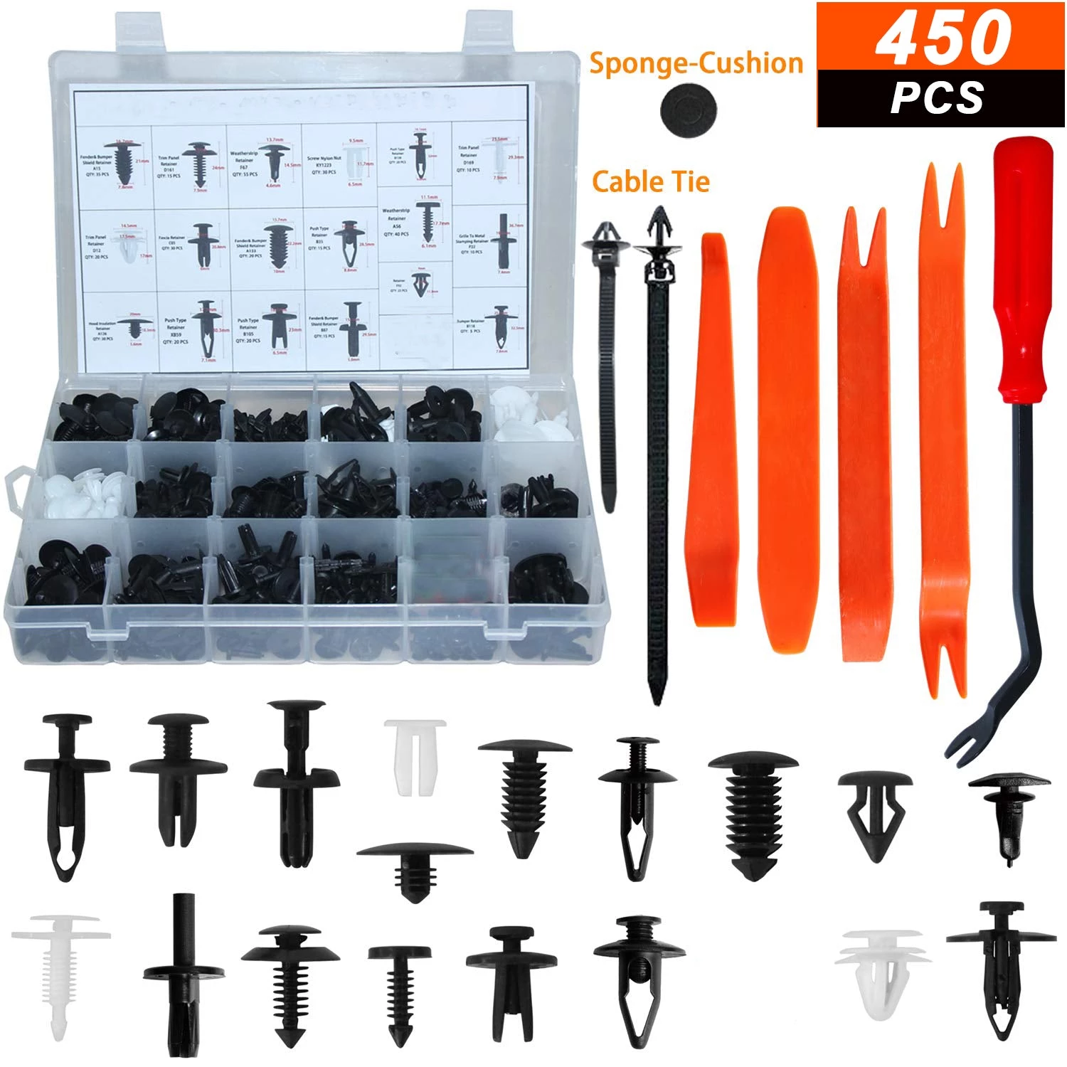 HJL Autoparts SMART ACCESSORY 450 PCS Auto Body Plastic Retainer Rivets Set+Plastic Remover For GM FORD HONDA - #TOKIT-99450 3 HJL Autoparts SMART ACCESSORY 450 PCS Auto Body Plastic Retainer Rivets Set+Plastic Remover For GM FORD HONDA - #TOKIT-99450