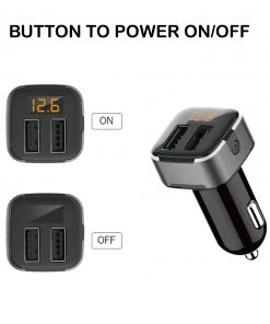 HJL Autoparts SMART ACCESSORY Dual USB Port Car Charger 12-24V 3.1A W/Car Voltage Detection Metallic Silver - #KC-2U07