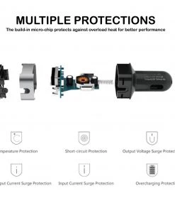 HJL Autoparts SMART ACCESSORY Dual USB Port Car Charger 12-24V 3.1A W/Car Voltage Detection Metallic Silver - #KC-2U07