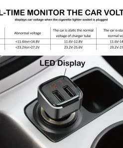 HJL Autoparts SMART ACCESSORY Dual USB Port Car Charger 12-24V 3.1A W/Car Voltage Detection Metallic Silver - #KC-2U07