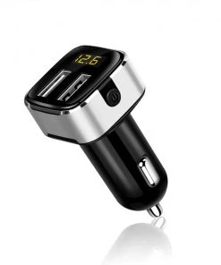 HJL Autoparts SMART ACCESSORY Dual USB Port Car Charger 12-24V 3.1A W/Car Voltage Detection Metallic Silver - #KC-2U07
